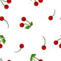 Cherry fruits Seamless white Vector Background