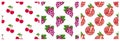 Cherry, grapes and garnet. Garden fruit and berry seamless pattern set. Fashion design. Food print for clothes, linens or curtain