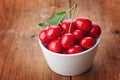 Cherry - Heap of fresh berries on wood.