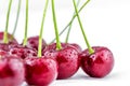 Cherry heap, pile of cherries with water drops. Sweet cherries Royalty Free Stock Photo