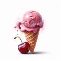 Cherry ice cream, beautifully colored with strong palette pastel colors in a beautiful summer mesmerizing style, on a