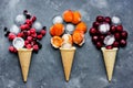 Cherry ice cream, berry ice cream, apricot ice cream - food art