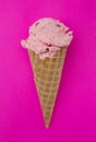 Cherry Ice Cream in a Waffle Cone Royalty Free Stock Photo