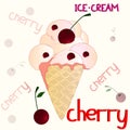 Cherry icecream on the white background