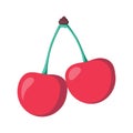 Cherry icon fruit illustration. Sweet fresh healthy cherr
