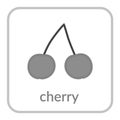 Cherry icon. Gray cherries, outline flat berry sign, isolated white background. Symbol health nutrition, eco food fruit