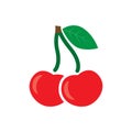 Cherry icon, sweet cherries, vector