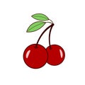 Cherry icon, vector fruit illustration, sweet cherries