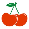 Cherry icon on white background. flat style. sweet cherries.