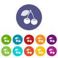 Cherry icons set vector color Royalty Free Stock Photo