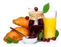 Cherry jam with croissants Royalty Free Stock Photo