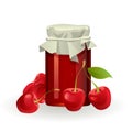 Cherry jam with fresh cherries
