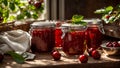 cherry jam ingredient a confiture able background gourmet confiture rustic homemade sweet dessert food
