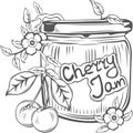 Vector of Cherry Jam Jar Royalty Free Stock Photo