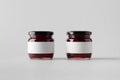 Cherry Jam Jar Mock-Up - Two Jars. Blank Label Royalty Free Stock Photo