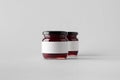 Cherry Jam Jar Mock-Up - Two Jars. Blank Label Royalty Free Stock Photo