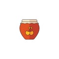 Cherry jam jar vector icon symbol isolated on white background Royalty Free Stock Photo
