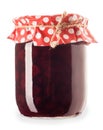 Cherry jam in jar on white Royalty Free Stock Photo