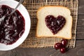 Cherry jam and toast with heart Royalty Free Stock Photo