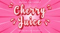 Cherry Juice 3d editable text effect Royalty Free Stock Photo