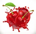 Cherry juice. Fresh fruit, vector icon