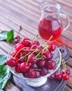 Cherry and juice Royalty Free Stock Photo