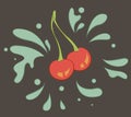 Cherry with juicy splash Royalty Free Stock Photo