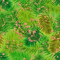 Cherry in the jungle seamless pattern
