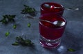 Cherry Kissel or kisel - Russian traditional sweet drink, in two glasses Royalty Free Stock Photo