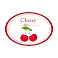 Cherry label vector disign isolated on white background. Round label