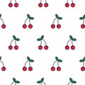 Cherry line icon seamless vector pattern.