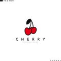 Cherry logo. Isolated fruit with leaves