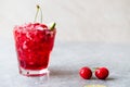 Cherry Margarita Cocktail with Tequila, Lime, Salt, Cherry Juice and Crushed Ice. Royalty Free Stock Photo