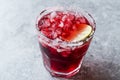 Cherry Margarita Cocktail with Tequila, Lime, Salt, Cherry Juice and Crushed Ice. Royalty Free Stock Photo