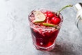 Cherry Margarita Cocktail with Tequila, Lime, Salt, Cherry Juice and Crushed Ice. Royalty Free Stock Photo