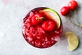 Cherry Margarita Cocktail with Tequila, Lime, Salt, Cherry Juice and Crushed Ice. Royalty Free Stock Photo