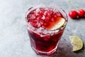 Cherry Margarita Cocktail with Tequila, Lime, Salt, Cherry Juice and Crushed Ice. Royalty Free Stock Photo