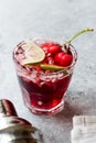 Cherry Margarita Cocktail with Tequila, Lime, Salt, Cherry Juice and Crushed Ice. Royalty Free Stock Photo