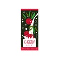 Cherry milk logo original design, label for natural healthy dairy product with fresh fruit vector Illustration