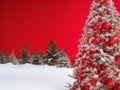 Cherry Noel: Red-Hued Christmas Tree Magic Royalty Free Stock Photo