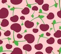 Cherry pattern seamless. Cherries background. Ornament of kids fabric