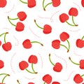 Cherry pattern vector illustration. Seamless red cherry pattern design.