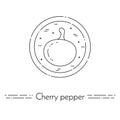 Cherry pepper thin line banner for cooking, healthy, vegetarian food