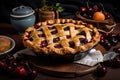 cherry pie with flaky and buttery crust, ready for serving