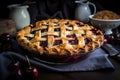 cherry pie with flaky and buttery crust, ready for serving Royalty Free Stock Photo