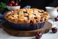 cherry pie with flaky and buttery crust, ready for serving
