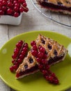 Cherry pie on green plate Royalty Free Stock Photo