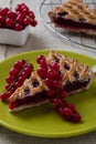 Cherry pie on green plate Royalty Free Stock Photo