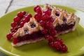 Cherry pie on green plate Royalty Free Stock Photo