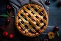 cherry pie with lattice pastry crust, ready for serving Royalty Free Stock Photo